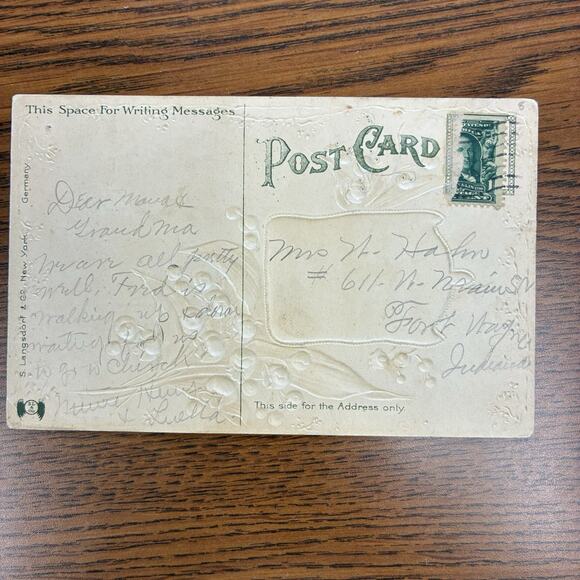 Antique Happy New Year Holiday Postcards Lot of 4 Early 1900s 1910 Gilt Embossed - Picture 5 of 10
